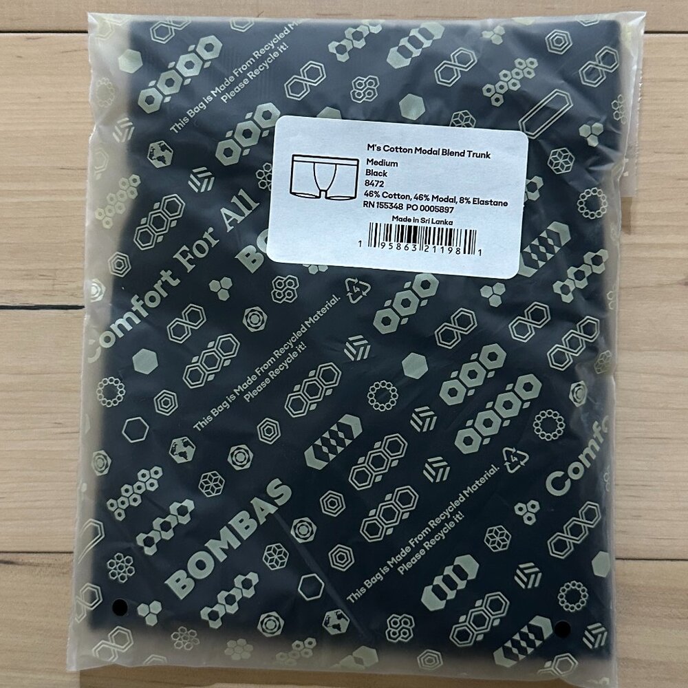 [NWT] Bombas Men's Cotton Modal Blend Trunk in Black (Medium)